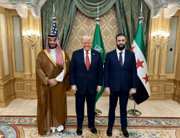 President Donald Trump, Saudi Crown Prince Mohammed bin Salman, and Syrian President Ahmad al-Sharaa. (White House Twitter)